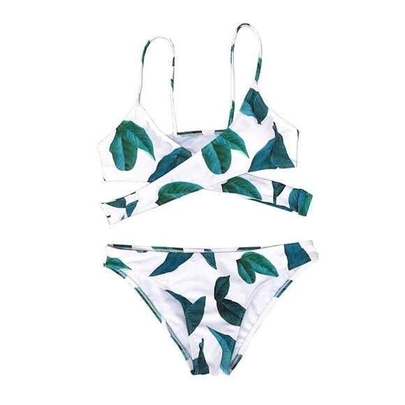 ✨HP✨Fresh Leaves Printing Cross Padding BikiniSet✨ - Picture 4 of 8